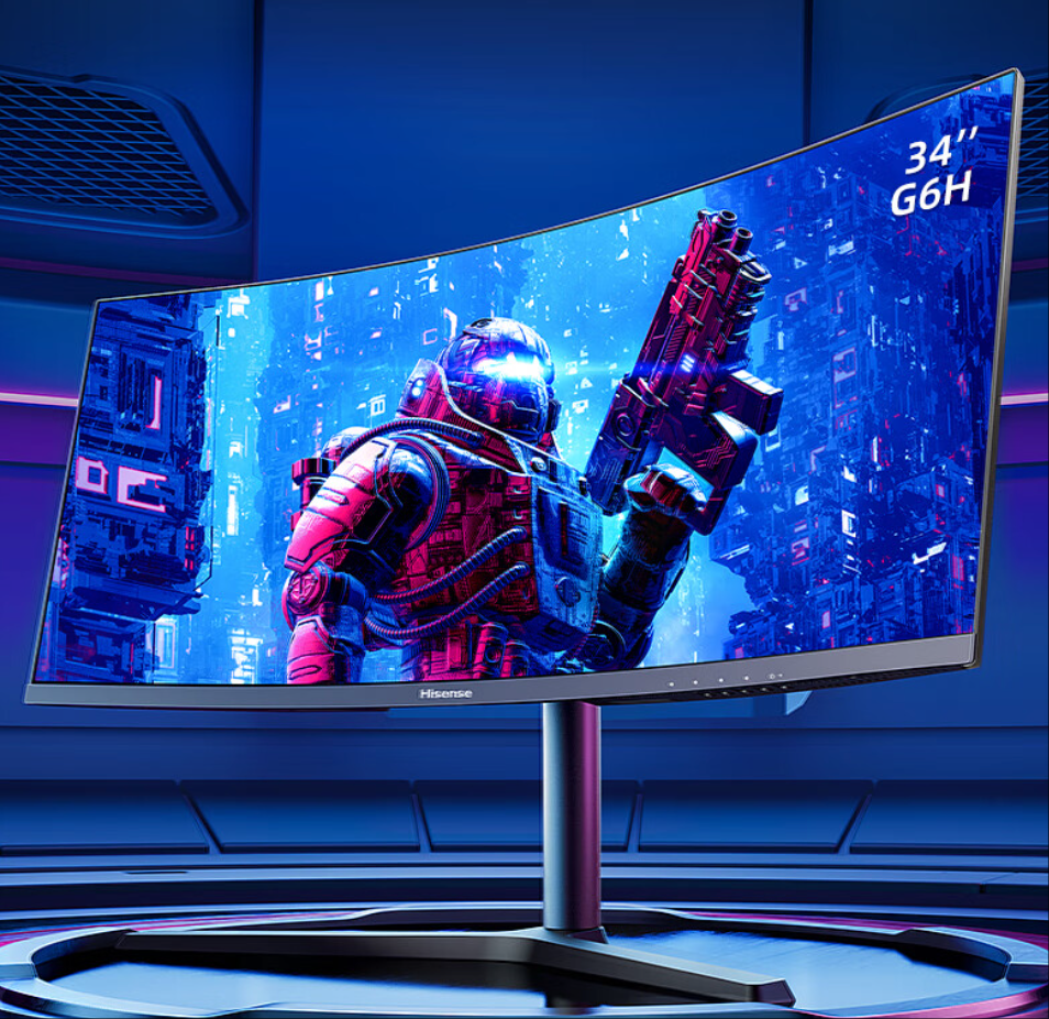 海信34英寸电竞WQHD曲面带鱼屏165HzHDR400高色域21:9旋转升降游戏办公电脑显示器显示屏34G6H